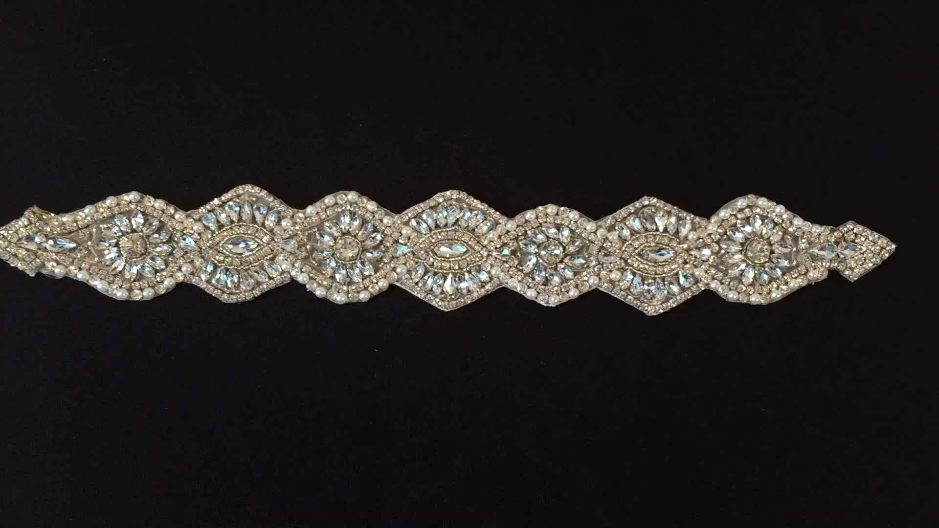 Clear Rhinestones Beaded Trim Applique Patches For Wedding Dress And Bridal Buy Beaded
