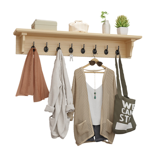 壁挂衣帽架门厅置物架墙上实木挂衣架现代玄关衣架省空间衣帽挂钩