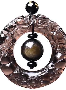 天然黑曜石貔貅吊坠项链水晶挂件