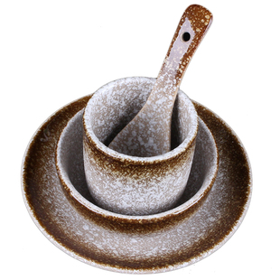 日式一人食陶瓷餐具餐厅商用碗碟勺杯子餐盘套装火锅店摆台四件套