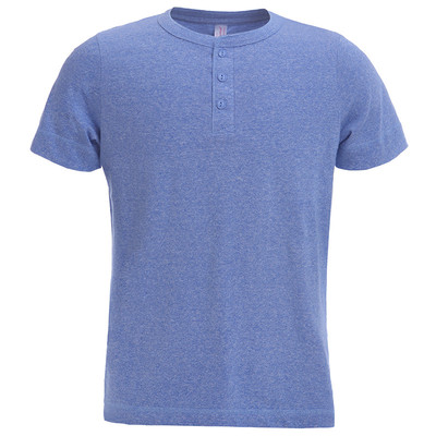 vintage无缝桶织亨利领短袖t恤