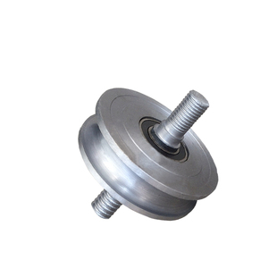 80.100MM45号钢材质U型加厚加重钢丝绳滑轮轨道轮u型轴承槽轮天轮