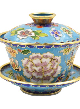 中国风茶碗铜胎掐丝珐琅彩景泰蓝