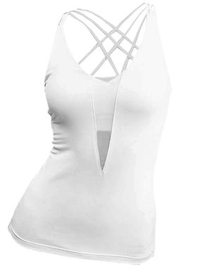 女子瑜伽服背心紧身白深v黑色