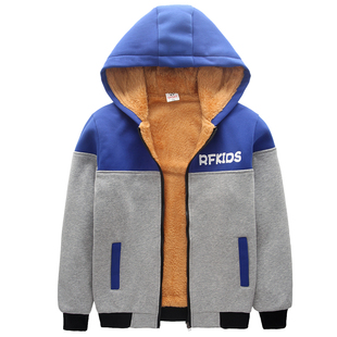 男童上衣加绒中大童2025新款秋冬装卫衣儿童纯棉运动拼色外套洋气