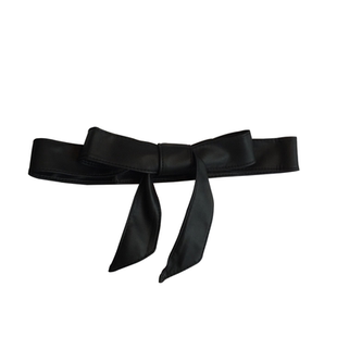 日系腰带女士连衣裙绑带皮草外套腰带封复古黑红灰蝴蝶结系带PU皮