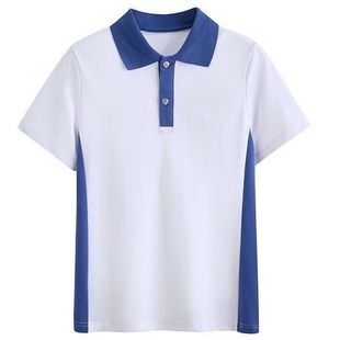 夏装情侣装你好时光同款班服撞色polo衫女短袖t恤男上衣校服宽松