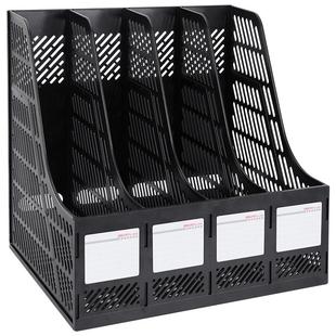 得力加厚文件框收纳盒文件架立式学生书本书架书立桌面办公用品大全盘筐A4多层文件盒桌上资料架