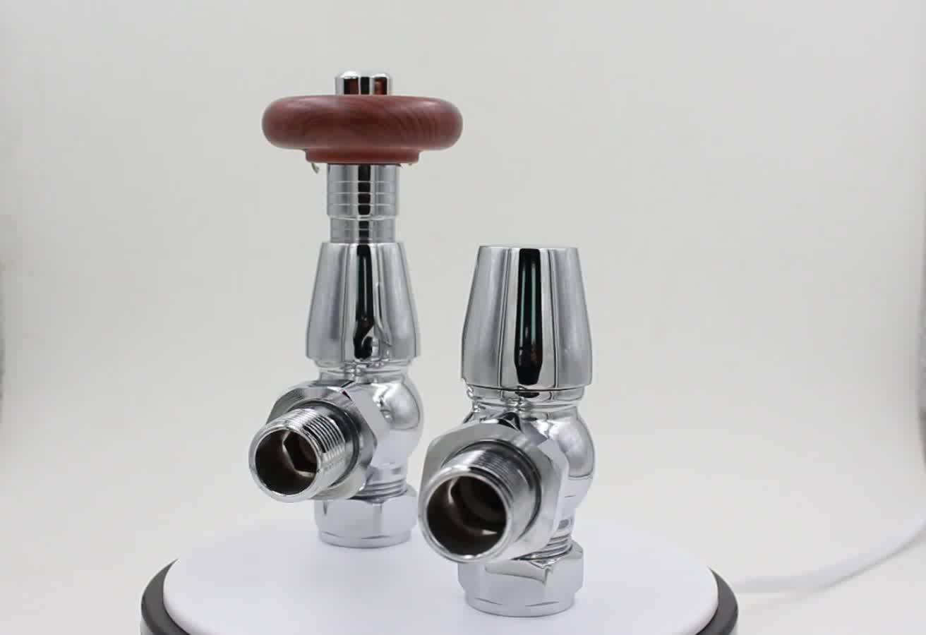 Red Copper Angle Traditional Thermostatic Radiator Valve Cast Iron