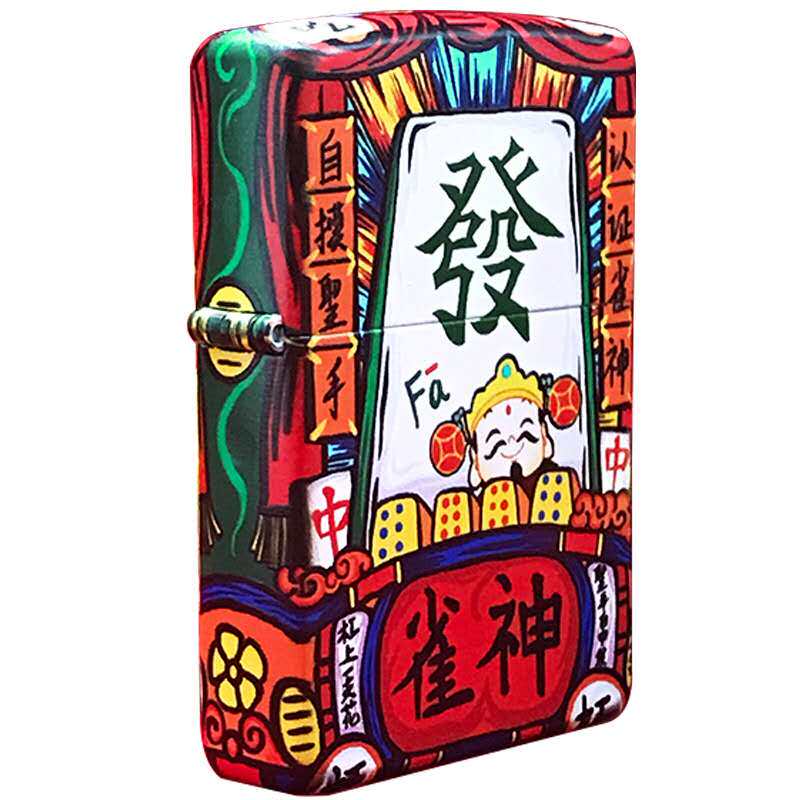 包邮佐罗黄铜六面彩印煤油打火机招财好运黄金万两鸿运当头赌神