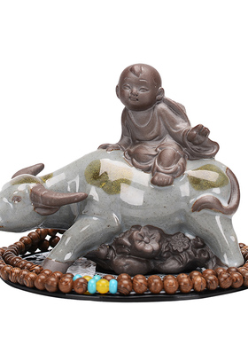 中式风博古架牧童骑牛桌面装饰