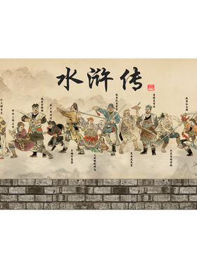 水浒传壁纸 梁山英雄好汉墙纸 酒吧KTV个性壁画中国历史文化墙画