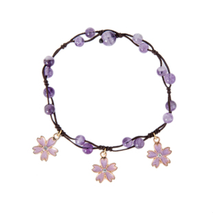 纯然饰品樱花脚链女梦幻紫水晶森系唯美学生简约百搭气质脚裸古风