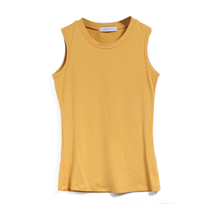 春夏薄款半高领针织修身显瘦无袖背心女装中领打底衫韩范纯色上衣