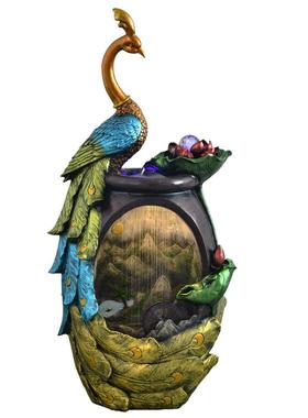 孔雀喷泉玄关美式风摆件结婚礼物