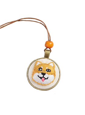 原创手工刺绣复古挂件日系毛衣链