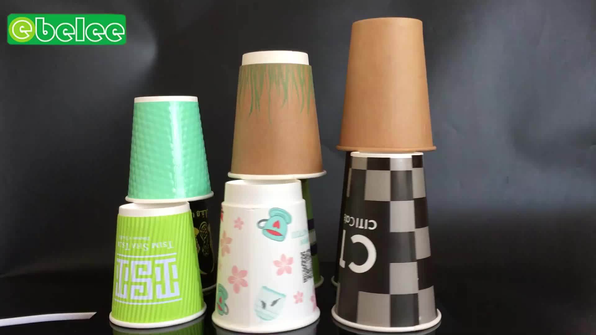 8oz 12oz Disposable Double Pe Coated Coffee Cup Custom Printed Logo ...