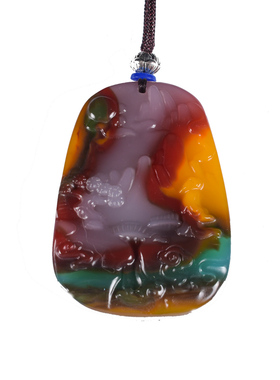 玛瑙挂件纯天然日韩风配饰山水牌