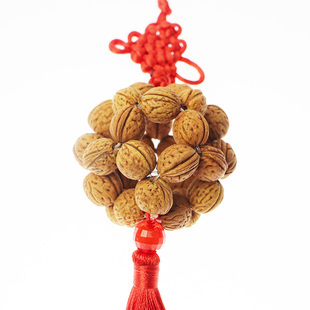 小桃核挂件手球汽车挂室内门挂中国结红色球状流苏钥匙扣胡桃球卦
