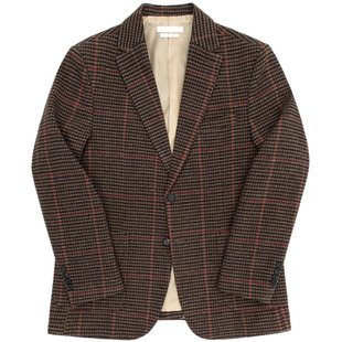 古潇ifashion格子西装男休闲小西装帅气韩版潮复古毛呢外套英伦风