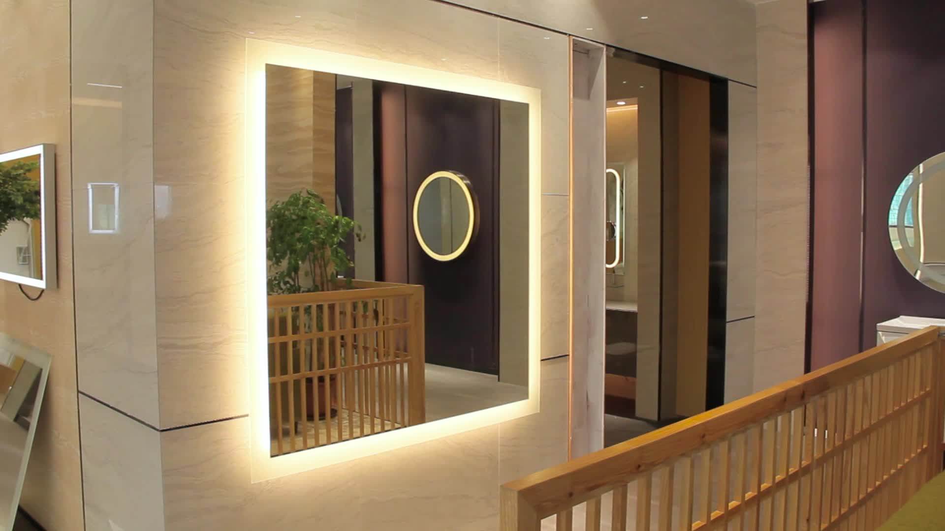 Wall Mounted Frameless Illuminated Vanity Hotel Led Lighted Mirror With