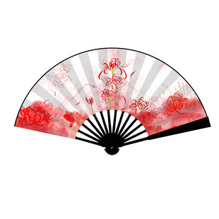 扇子女古风折扇九尾狐搭配汉服定制古典中国风彼岸花网红流苏折扇