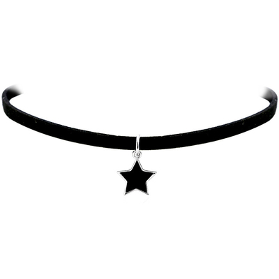 纯银四叶草黑色短款脖颈锁骨链