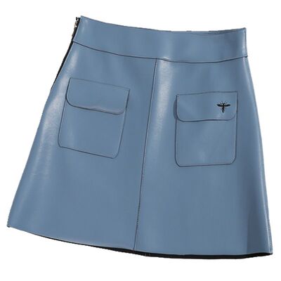 百搭风仿绵羊皮蜜蜂绣花a字裙