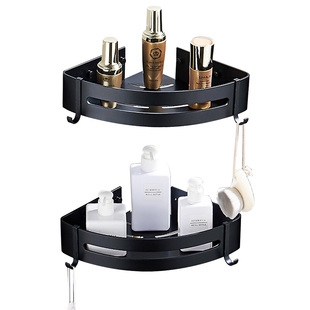 卫生间置物架壁挂三角蓝太空铝挂钩角架浴室收纳免打孔双层3角架