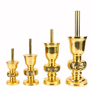 聚佛堂佛具纯铜招财烛台插蜡烛台传统烛台拜神烛台一对包邮蜡烛台