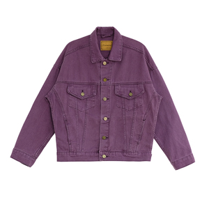 紫色橘红糖果色牛仔短外套女2023秋季新品夹克上衣港风复古百搭潮