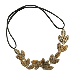 欧美风日韩个性头饰合金橄榄枝树叶设计发带头带弹力发绳发饰品女