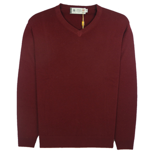 开开羊毛衫男圆领 秋冬纯羊毛保暖针织衫爸爸毛衣中年男v领打底衫