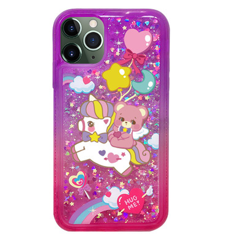 日本HugMe抱我熊iPhoneProMax全包水钻石流沙X手机壳苹果11保护套