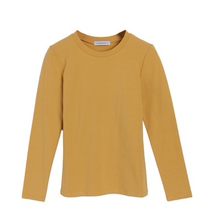 棉长袖t恤女小圆领修身显瘦百搭白色紧身学生打底衫秋冬女装上衣