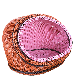 狗窝猫窝藤编狗笼宠物窝泰迪博美半封闭可拆洗网红户外小型犬