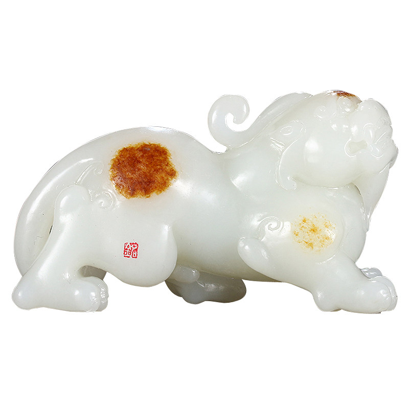 天然正品新疆和田白玉羊脂貔貅瑞兽把件手玩小摆件籽料定制加工