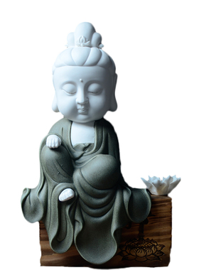 新中式风观音客厅玄关陶瓷雕塑