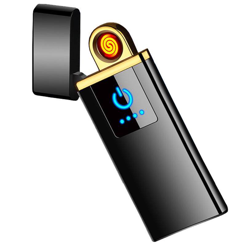 指纹感应打火机充电创意个性防风充气打火机