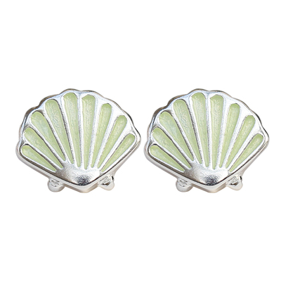 纯银贝壳扇形文艺风耳坠