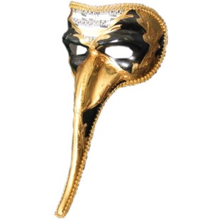 狂欢节化装舞会意大利威尼斯全手工面具全脸手持长鼻子假面男生黑