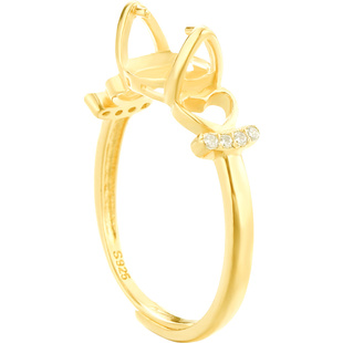 S925纯银戒指空托 时尚女款转运珠托 圆珠定制DIY蜜蜡松石镶嵌8mm