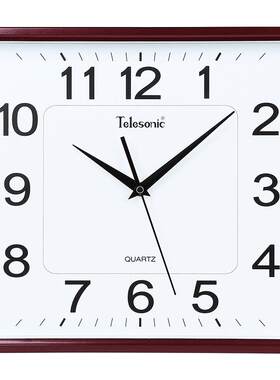 TELESONIC方形现代大字静音挂钟