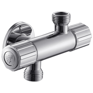 圣雪 全铜一进二出三角阀双控洗衣机水龙头一分二三通两用分流阀