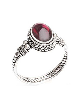 指环做旧风格麦穗纹天然石榴石