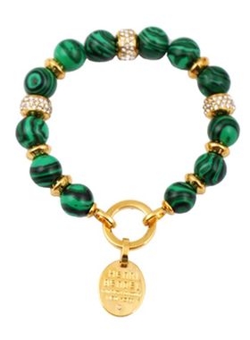 曼哈顿欧美风孔雀石玛瑙珍珠手链