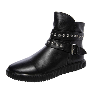 马丁靴女2025秋冬新款百搭韩版全牛皮女鞋靴子短靴平底真皮高帮鞋