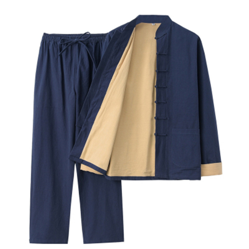 唐装棉麻复古汉服居士服套装