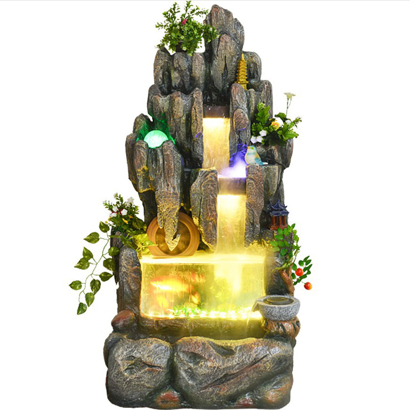 水调江南家居客厅中式田园假山景观鱼缸流水装饰造景水景落地摆件