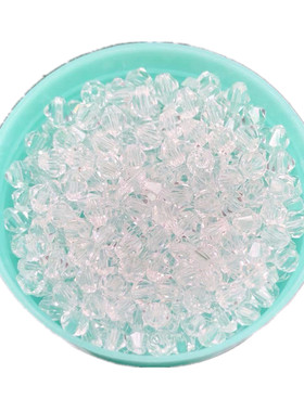 diy菱形玻璃白色透明幻彩切面珠